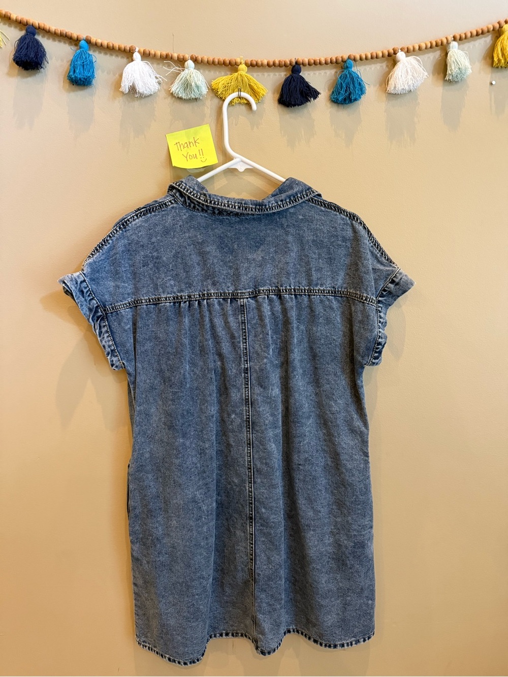 Blue Denim Mini Shirt Dress - Casual Collared Summer Dress - Picture 3 of 9